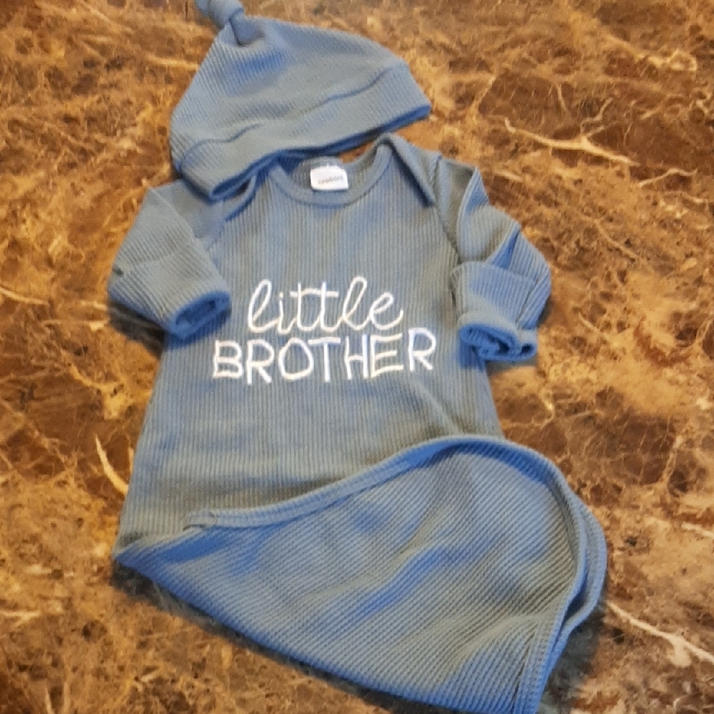 Newborn Little Brother Gown With Hat
